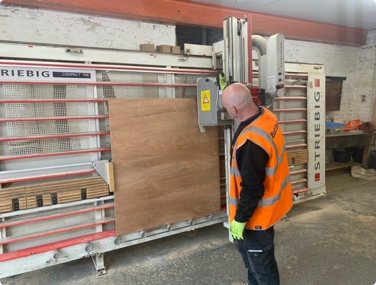 Cutting panels on a wall saw