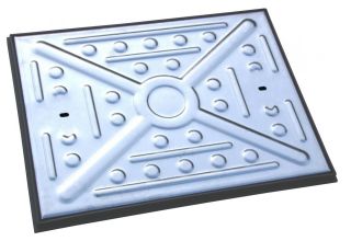 600x450mm Pedestrian Pressed Galvanised Manhole Cover and Frame S/Top S/S Poly Frame