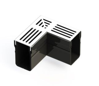 A corner section for threshold drain with an aluminium grating