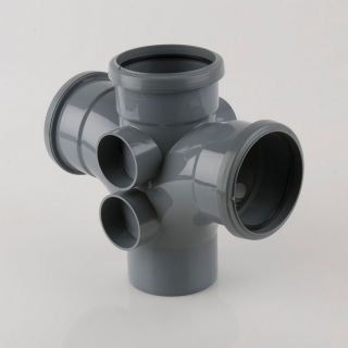 110mm 92.5deg Soil Pipe Dble Branch Grey BS490