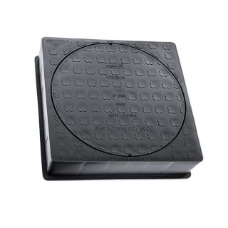Clark-Drain 450mm Square-to-Round Plastic Manhole Cover and Frame - 35kN
