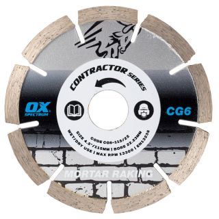 OX Spectrum Contractor 115mm Mortar Raking Diamond Blade - 22.23mm Bore
