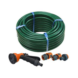 Faithfull Garden Hose with Fittings & Spray Gun 15m