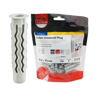 Nylon Universal Plugs 6 x 30mm