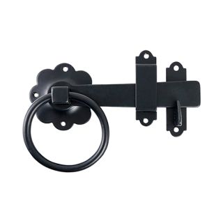TIMCO 150mm Black Plain Ring Gate Latch