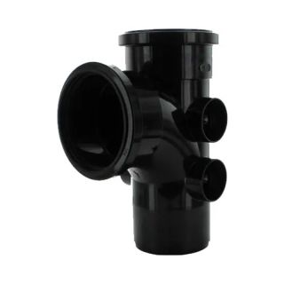 Black Soil Double-Socket Branch with 4 Bosses 110mm x 92.5° (BS451)