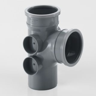 92.5deg Soil Branch Double Socket 4Bosses Grey 110mm BS451