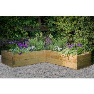 Forest Garden Caledonian Corner Raised Bed - with Base 130 x 130cm