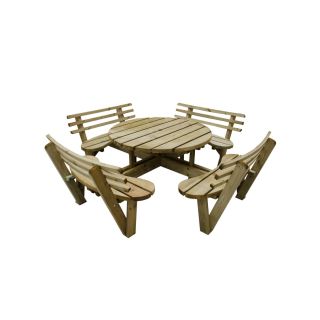 Forest Garden Circular Picnic Table with Seat Backs