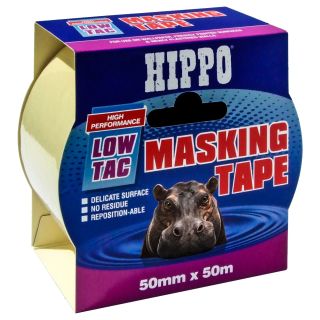 Hippo Low-Tac Masking Tape 50mm x 50m Beige