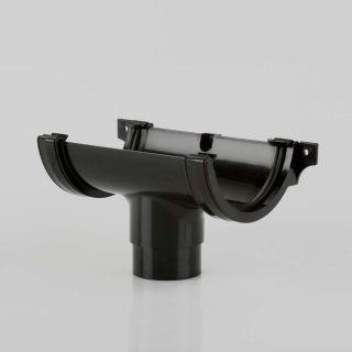 Half Round Rainwater Gutter 112mm Running Outlet Black BM-BR45