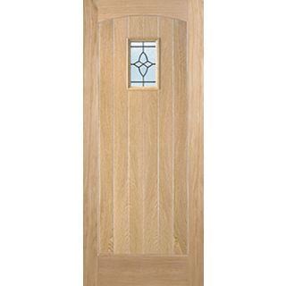 Cottage Glazed 1L Unfinished Oak Door 762x1981mm