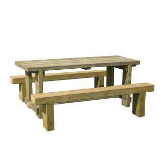 Forest Garden Refectory Table and Sleeper Bench Set - 1.8m