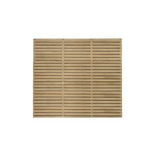 Forest Garden 1.8m x 1.5m Pressure Treated Contemporary Double Slatted Fence Panel 