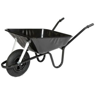 Walsall Wheelbarrow Contractors Builders Pneumatic Tyre Black 85ltr