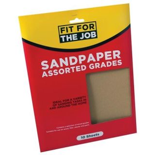 10Pk Sandpaper - Assorted Grades 