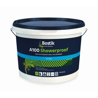 Bostik A100 Showerproof Original Formulation Non Slip Wall Tile Adhesive (D1TE) White 10Litre