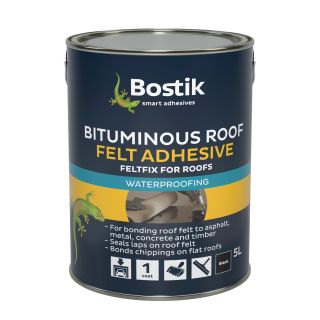 Bostik Feltfix Bituminous Felt Adhesive For Roofs Black 5 Litre