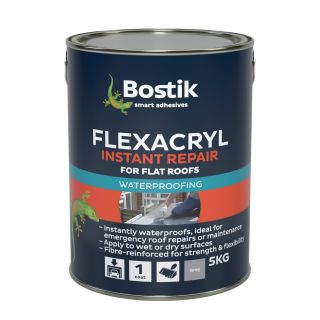 Bostik Flexacryl Instant Waterproof Acrylic Roof Coating Grey 5 Kg