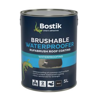 Bostik Rufabrush Brushable Waterproofer For Roofs Black 5 Litre