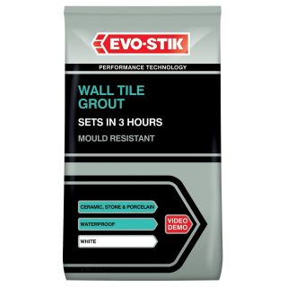 Evo-Stik Fast Set Mould Resistant Wall Tile Grout White 1.5 Kg