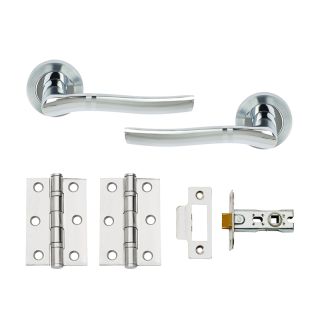 MODE' Door Pack Polished Chrome/Satin Chrome handles, 3 2BB Hinges + latch