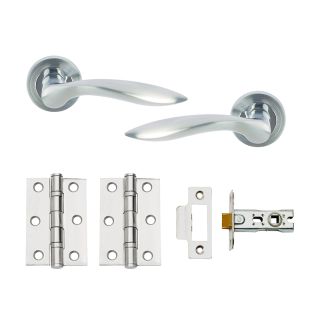 OPEN' Door Pack Satin Chrome handles, 3 2BB Hinges + latch