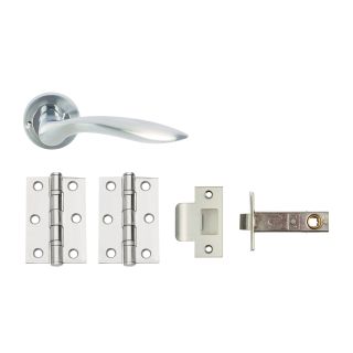 OPEN' Privacy Door Pack Satin Chrome handles, 3 2BB Hinges + latch