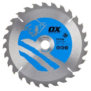 OX Wood Cutting Thin Kerf Circular Saw Blade 165/20mm, 24 Teeth ATB