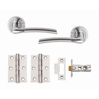 PLUS' Door Pack Satin Chrome/Polished Chrome handles 3 2BB Hinges + latch