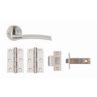 PLUS' Privacy Door Pack Satin Chrome/Polished Chrome handles, 3 2BB Hinges + latch